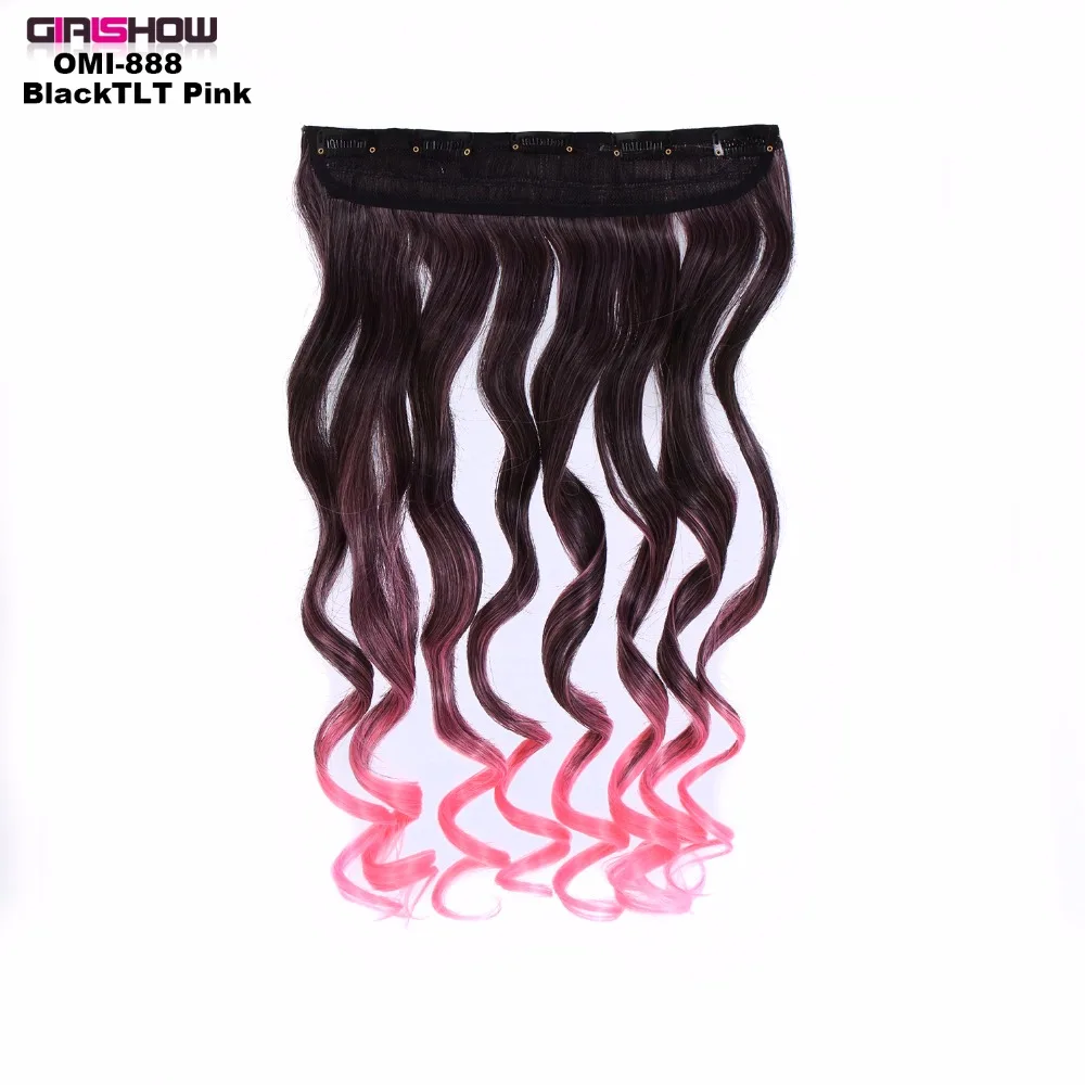Girlshow 2" Синтетические наращивание волос one piece 5 клипы на чистую клип в волнистые волосы парики OMI888 100 г, 10 шт./лот