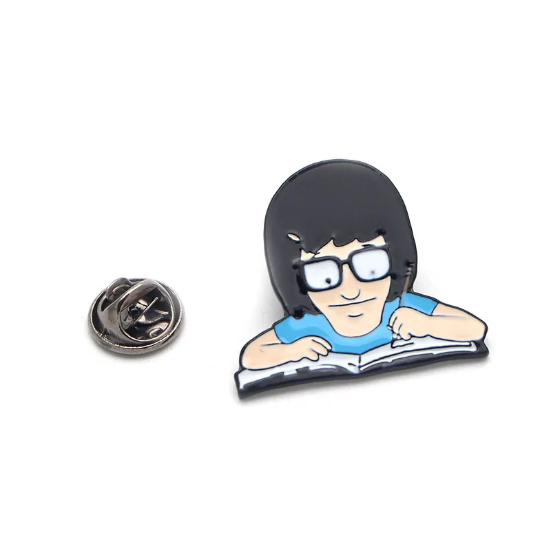 Bob burger Tina Writing Friend Fiction Enamel Pin Zinc alloy tie pins badges para shirt bag clothes cap backpack shoes E0302