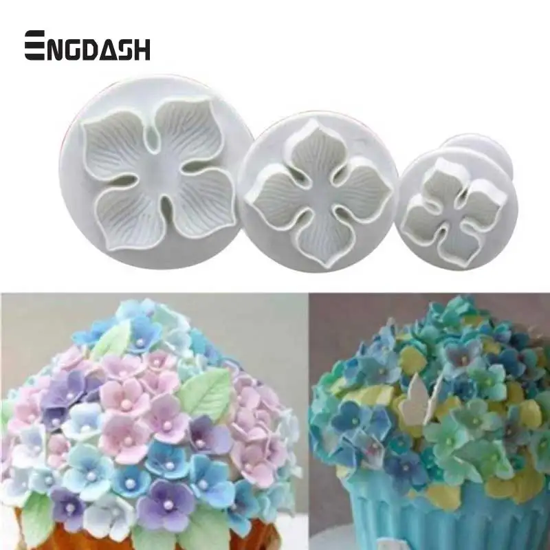 

ENGDASH 3pcs/Set Flower Plunger Cutting Spring Cutting Mold Fondant Cake Stamper Bakeing Tool for DIY Cookies Mold High Quality