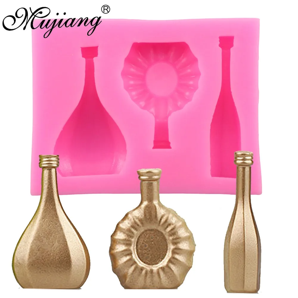 

Mujiang European Wine Bottle Glass Silicone Molds Soap Clay Molds Fondant Cake Decorating Tools Gumpaste Chocolate Candy Moulds