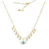 Genuino oro amarillo color collar Turquía maldad redonda collares ojo AAA Zirconia para mujer joyería de cadena de 35 + 10cm de cadena ► Foto 3/6