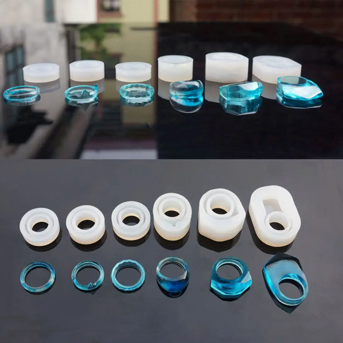 Buy 6 Pieces Assorted DIY Silicone Ring Mold for Resin
