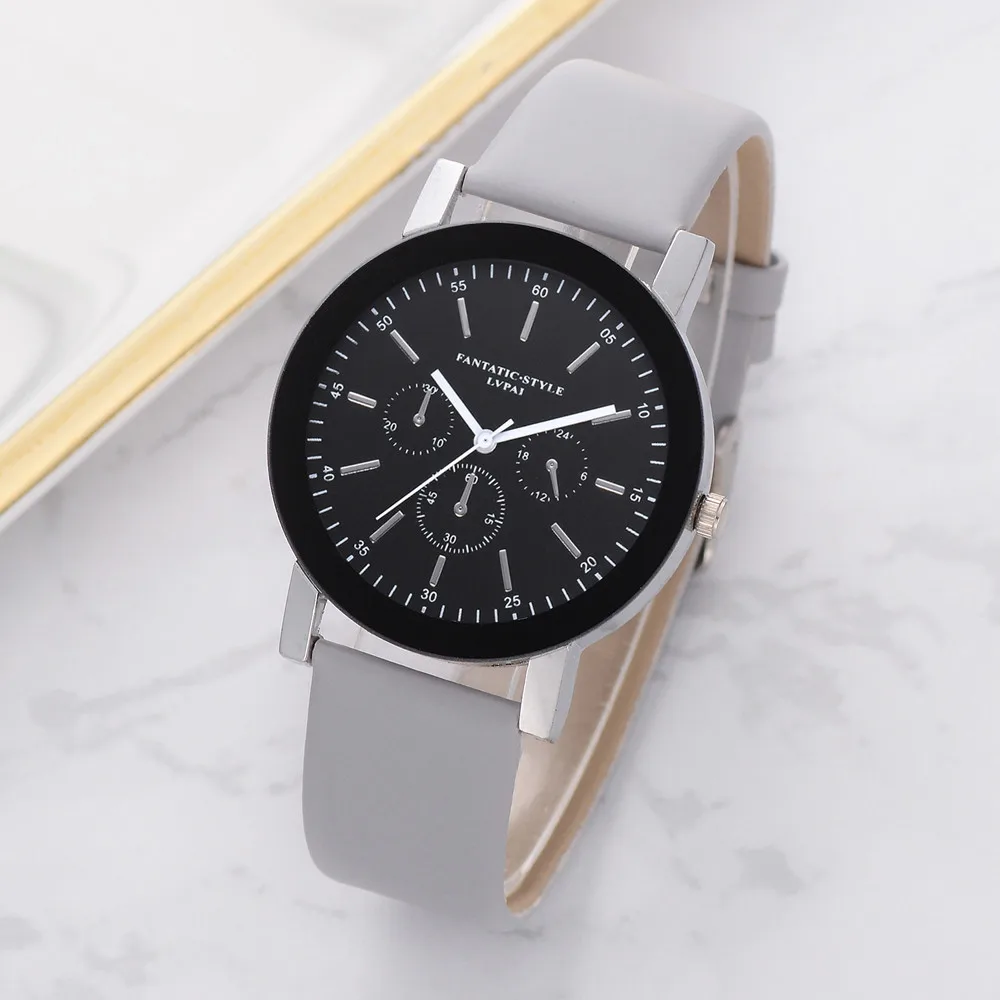 Lvpai повседневные кварцевые часы с кожаным ремешком аналоговые наручные часы relogio feminino женские часы - Цвет: Gray