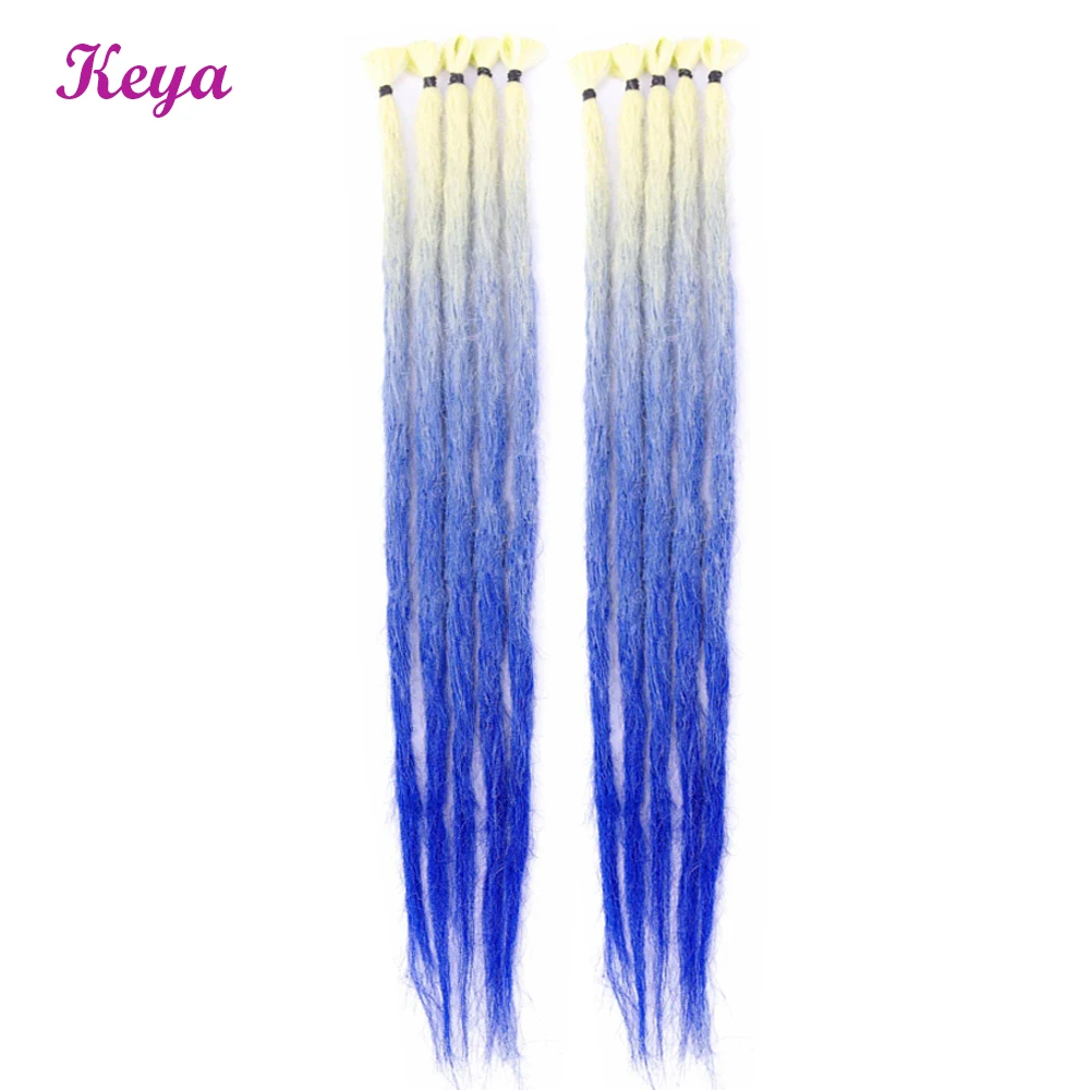 

Handmade Dreadlocks Blue Ombre Dereadlock Hippie Crochet Braids 24 Inch Synthetic Dreads Extensions Braiding Hair For Women