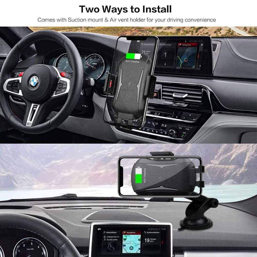 Автоматический зажим Быстрое беспроводное автомобильное зарядное устройство 10 Вт Qi Quick Charge держатель телефона Air Vent Для iPhone XS XR X 8 samsung S10 S9