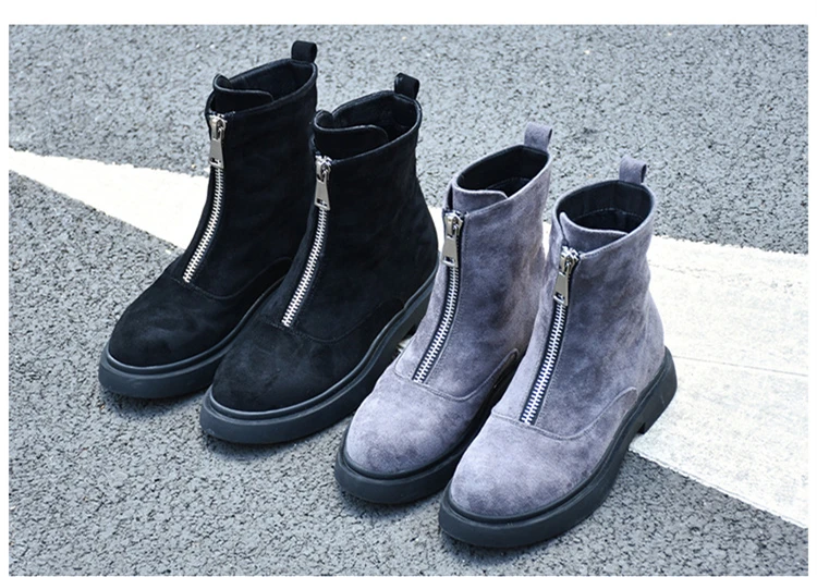 Hung Yau/женские теплые ботинки; Зимние ботильоны; Ботинки martin; повседневная обувь; Черная Женская обувь на меху с круглым носком; женские ботинки на молнии; Размер 8