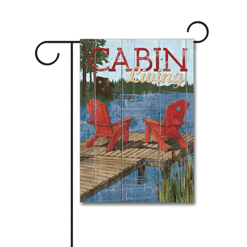 Rustic Cabin Living Flag 1