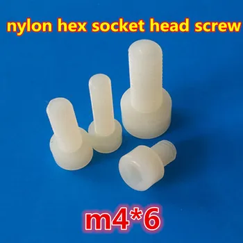 

500pcs m4*6 PA66 white nylon hex socket head allen key cap machine screw