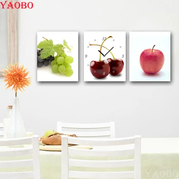 

3 pcs/set DIY Diamond Painting Still life fruit Apple cherry Cross Stitch 5D Diamond Mosaic Rhinestone Embroidery Kitchen Decor