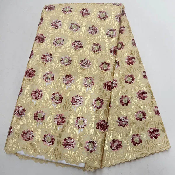Best Sellling органзы кружевной ткани Высокое качество Нигерия Африканский французский тюль кружева ткани с блестками для Для женщин платье Оранжевый - Цвет: 7