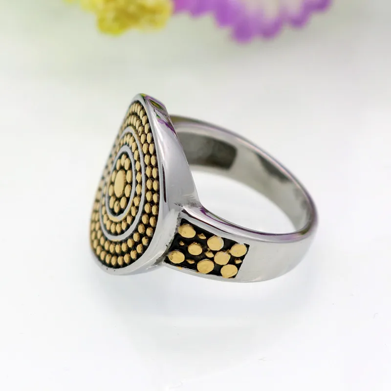 Золотой Цвет Титан Сталь Круглый кольцо, украшенное точками Роскошные брендовые кольца для Для женщин Модные украшения