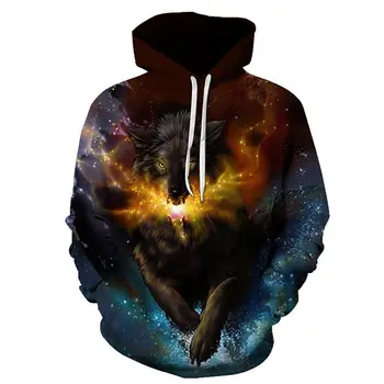 

Space Galaxy Fashion Wolf Hoodies Men/women 3d Sweatshirts Print Double Wolf Thin Hoody Hooded Hoodies Tracksuits Tops 5XL