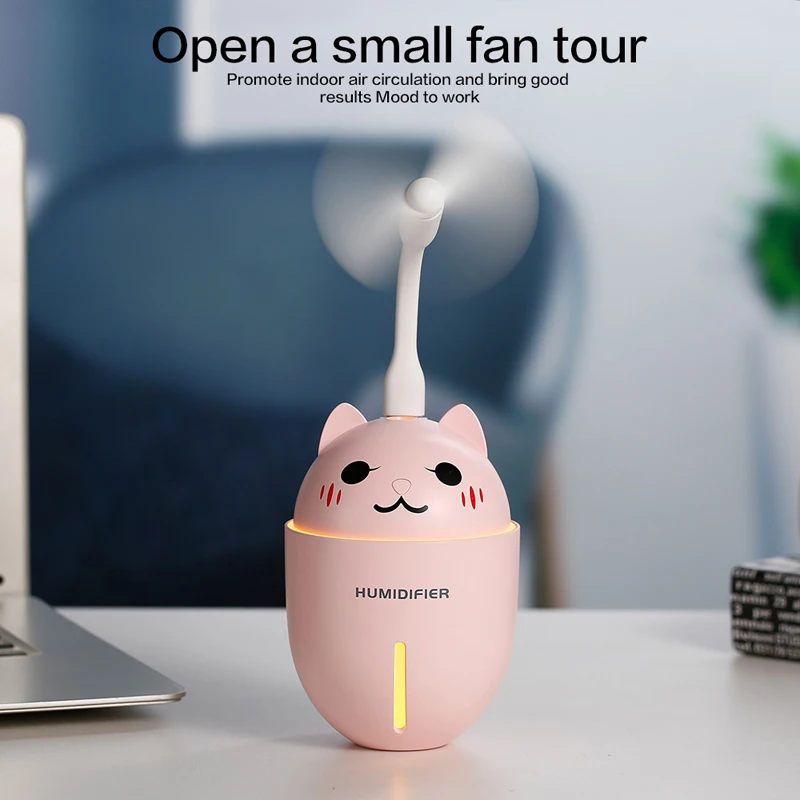 Mini Air Humidifier USB Humidifiers Aroma Essential Oil Diffuser With Mini Fan cooler Night Light Aromatherapy Diffusers USB