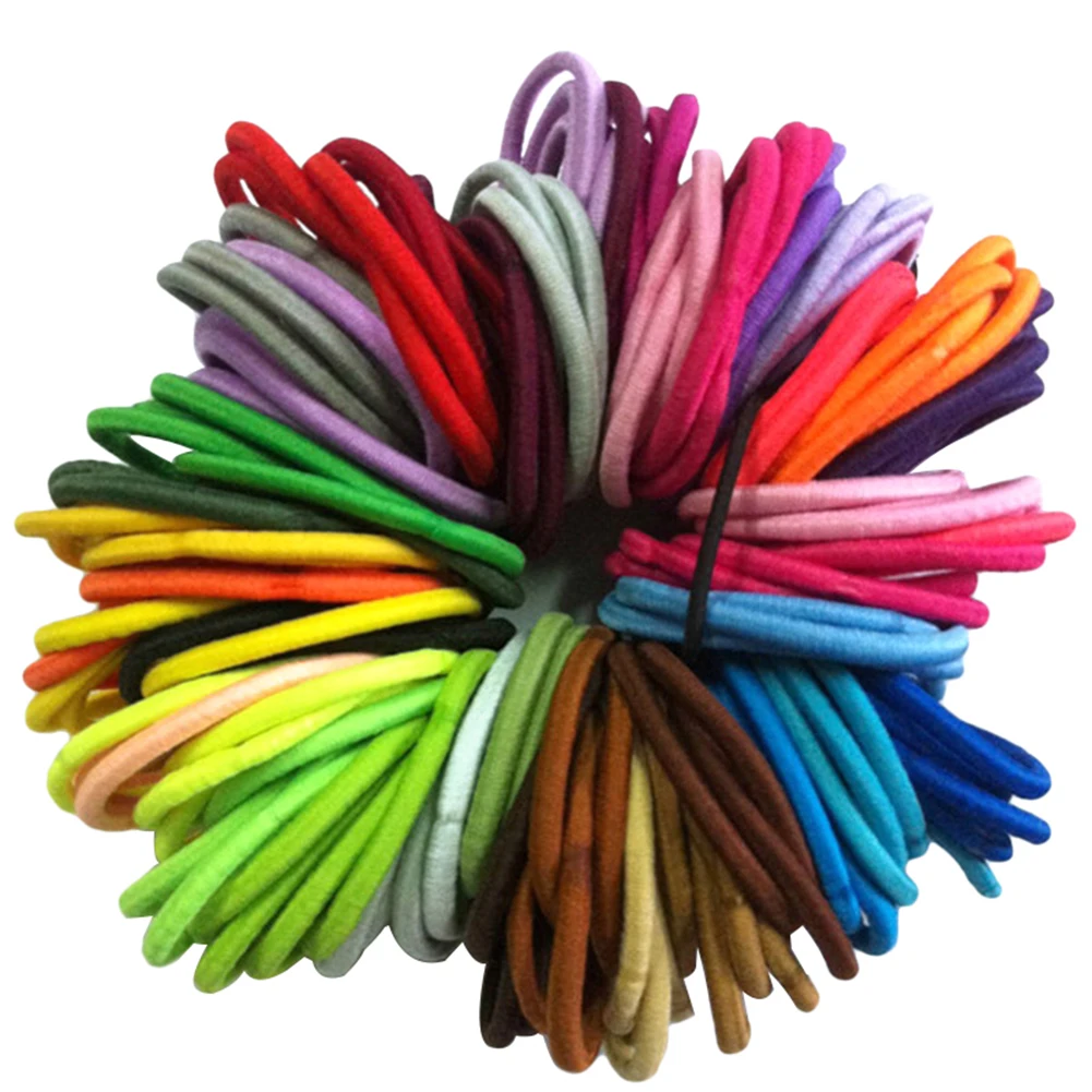 

Girls 50Pcs/Lot Thick Endless Snag Free Hair Elastics Bobbles Bands Hoops