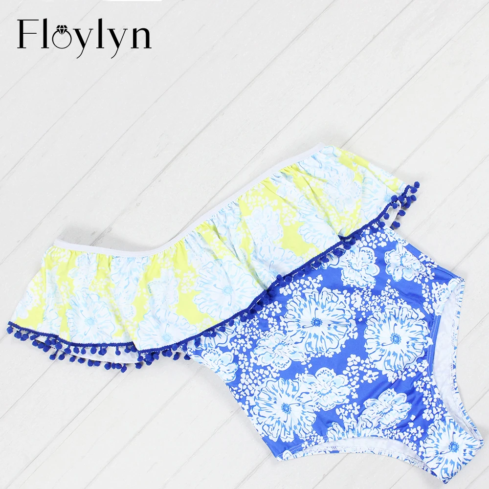 Купальник Floylyn с открытыми плечами и принтом пикантные слитные купальники на