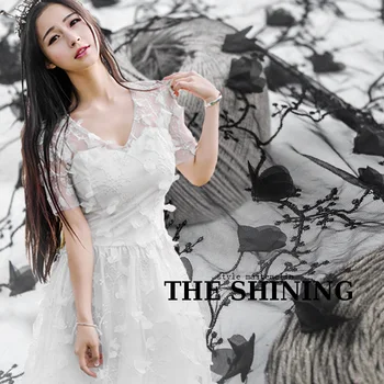 

Cannes flower fairy cube Chiffon flower dress fabric lace embroidery cloth