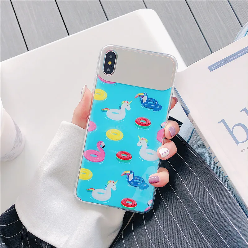

Luxury Mirror Phone Case For iPhone 6s 7 XS Max Flamingo Unicorn Soft Silicone Cover For iPhone 6 9 Cases iPhone 7 8 Plus XS Xr