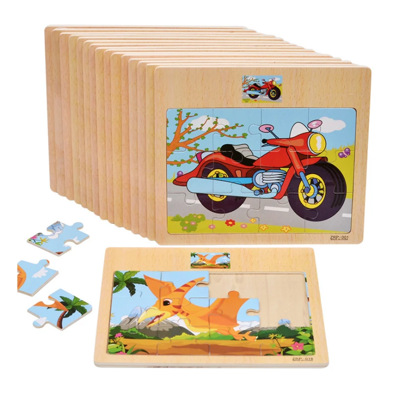 12 Optional Jigsaw Puzzle Wooden Board Children 3 6 Years Old Cartoon