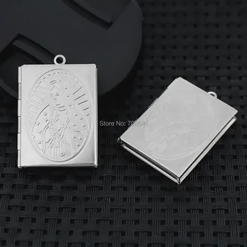 

Stainless Steel SUS Photo Locket Pendant Wish Prayer Box Rectangle Locket European Charms DIY Findings Settings 27x39mm