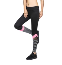 Rylanguage Women Fitness Legging High Waist Cutout Leggings New Arrival New Styles Black Color With Side Pink Splice Mesh cutout side fit