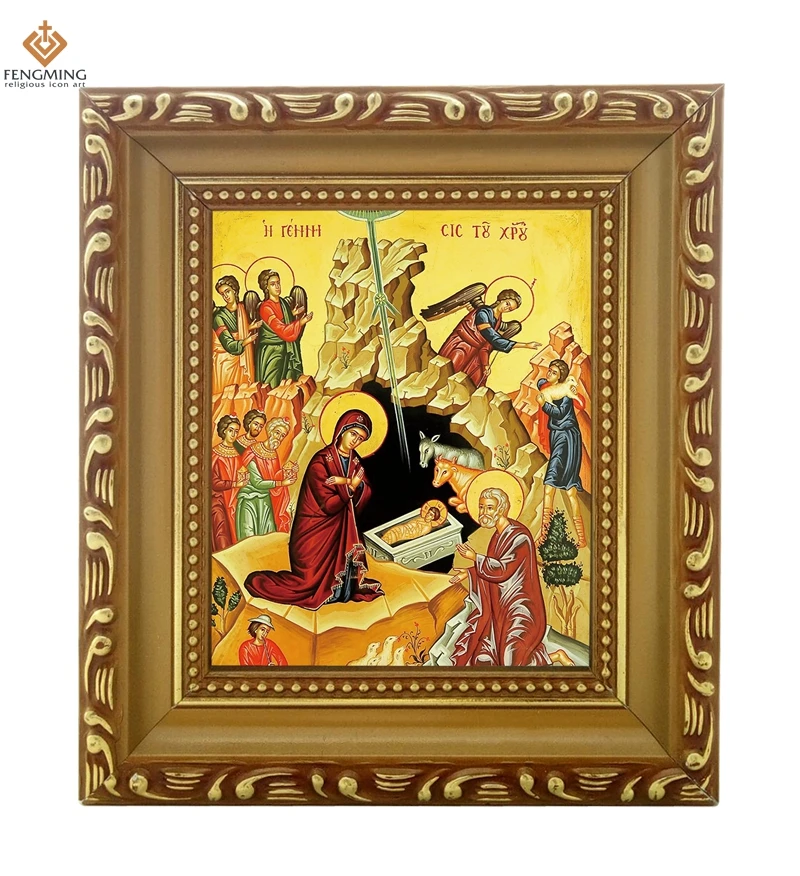 

high quality Photo frame russian Orthodox nativity-christ wood craft byzantine gifts religious art home decoration supply