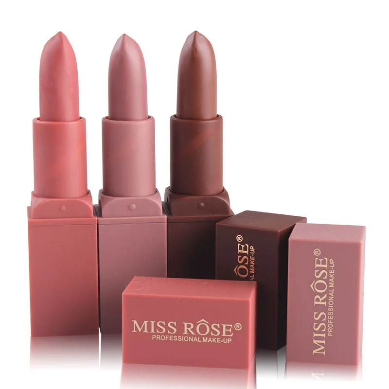 

Miss Rose New Arrival 12 Colors Matte Vitamin E Lipstick Waterproof Nutritious Easy to Wear Lipstick Long Lasting Lips Makeup