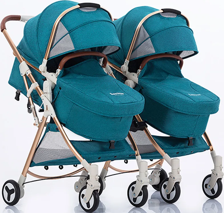 High landscape twin baby stroller can sit reclining light and easy to fold detachable shock absorber double pram High landscape twin baby stroller can sit reclining light and easy to fold detachable shock absorber double pram