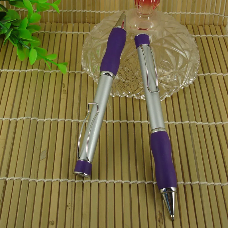 Soft rubber grip Ballpoint Pen 31g Metal Heavy Pen Silver and Purple Retractable Pens for Lady's Gifts Office Writing Instrument