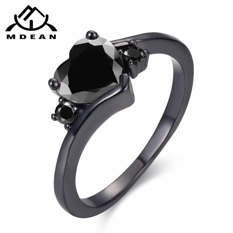 MDEAN Black Gold Color Engagement Rings For Women black AAA Zircon Jewelry Fashion Women Wedding Ring Size 6 7 8 9 10 H519