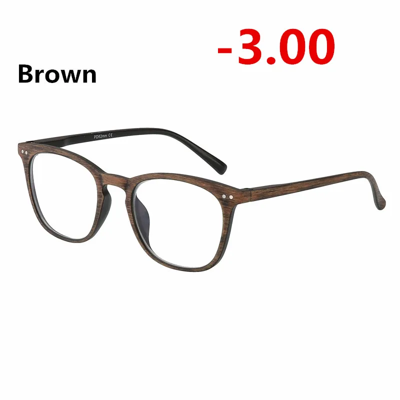 От-1,00 до-6,00 ретро круглые деревянные цветные солнечные фотохромные готовые очки для близорукости, мужские женские солнцезащитные очки, очки для близорукости - Цвет оправы: brown -3.00