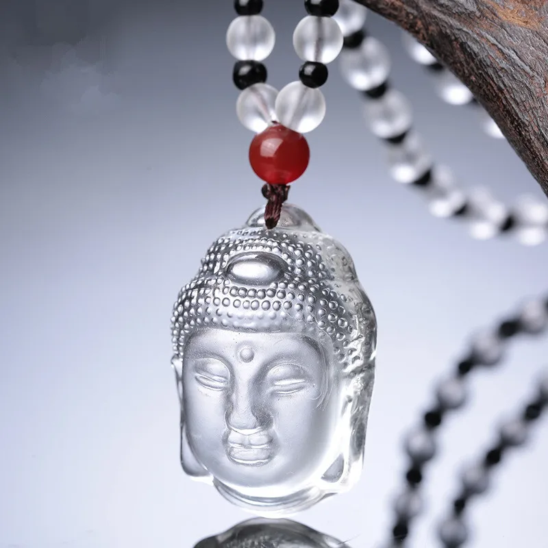 Buy Natural White Crystal Buddha Agate Necklace