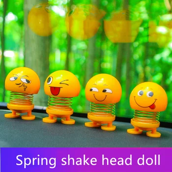 

Shake Head Doll Car Ornaments Cute Cartoon Funny Expression Wire Spring Nodding Robot Toys Automobile Household Decoration Gifts