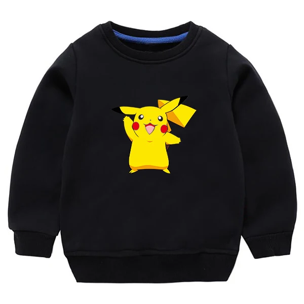 

Pikachu Sweatshirt Boys Cute Kawaii Girls Autumn Spring Sweatshirts Boy Hoodie Anime Girl Kids Hoodies Black Thin Fabric