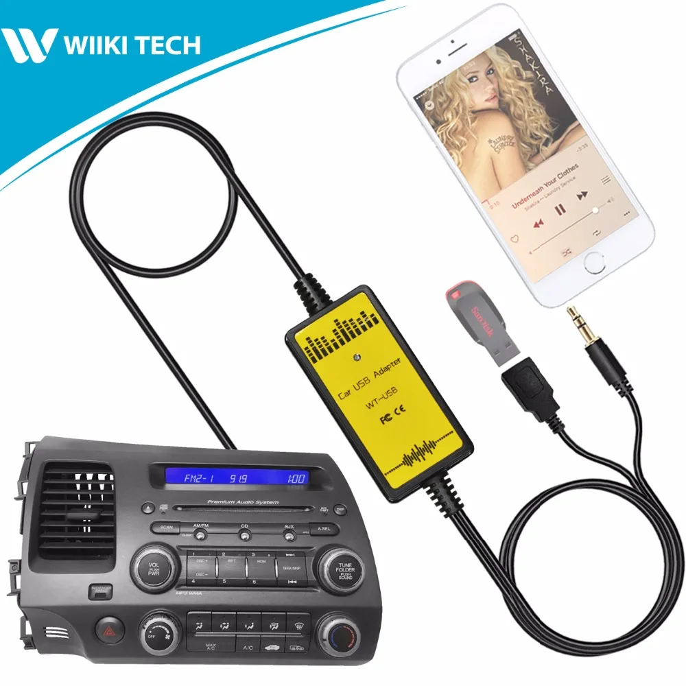 APPS2Car автомобильное радио USB AUX интерфейс аудио Mp3 адаптер CD Changer адаптер для Honda Civic 2006-2010