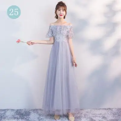 Ankle-length Tulle Floral Gray Pink Elegant Sexy Sweet Long Formal Sister Prom Guest Vestidos women Summer Dress Mesh Dress - Цвет: 25gray