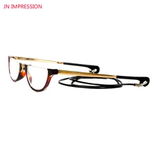 JN впечатление складной половина кадра линзы ретро очки для чтения Для женщин складные очки с Чехол диоптрий 1,0 1,5 2,0 2,5 3,0