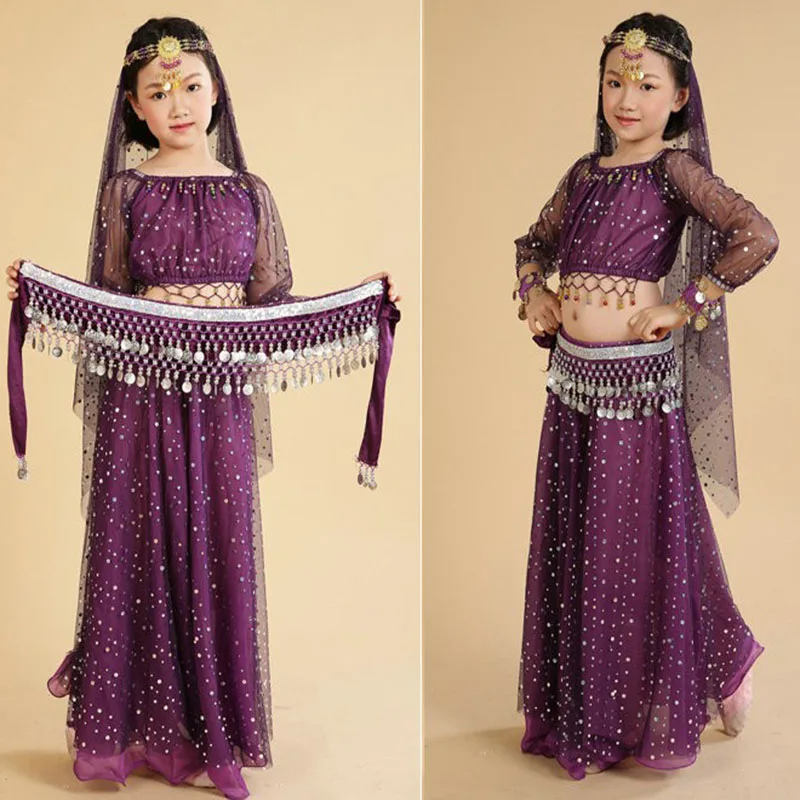 2016 High quality cheap child belly dance costume 6 pcs/set kids Indian dress on sale NMMG10 | Тематическая одежда и