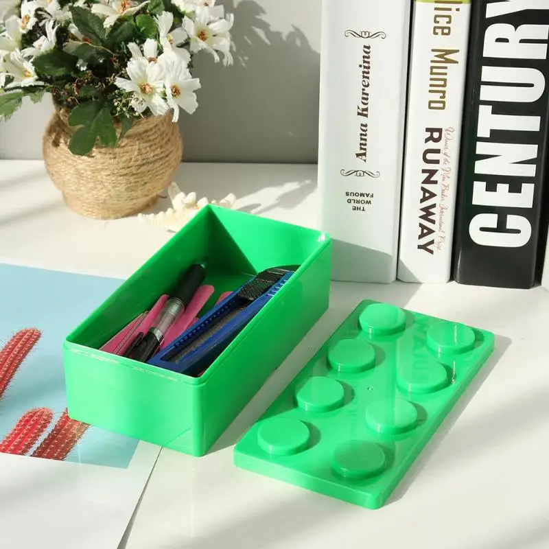 Креативный DIY пластиковый строительный блок в форме коробки для хранения Экономия пространства Противоскользящий чехол офисный Настольный органайзер Удобная уборка