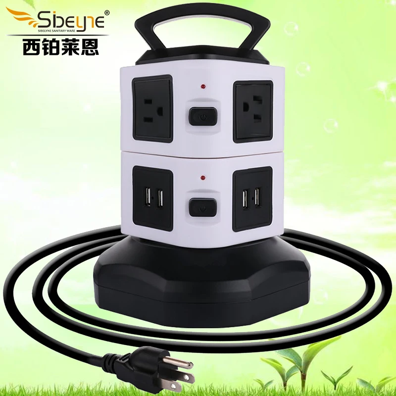 

Intelligent power socket with surge protection device the 2USB socket us two layer cross-border electricity supply socke