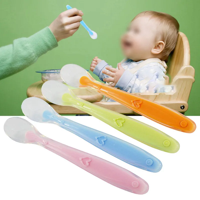 Baby Soft Silicone Baby Feeding Spoon Safety Tableware Infant Learning
