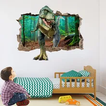 Семья, наклейка на стену художественный Декор для комнаты стикер на стену s Cool 3D динозавр пол стены съёмная виниловая наклейка художественная наклейка для дома DIY для подарка