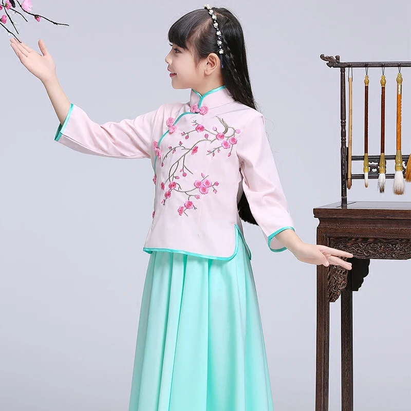 Goede 2018 winter chinese qipao kids baby meisje bloemen pauw cheongsam jurk Chi Pao Gift Kleding Kinderen Kleding Meisje Kleding