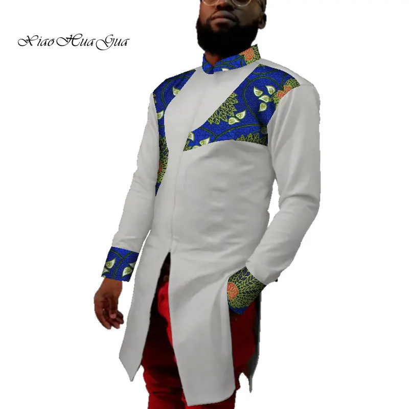 

African Shirt Causal Wedding Male Long Shirt Shirts Long Sleeve Dashiki African Print African Clothing Stand neck Wax WYN691