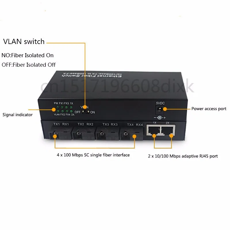 Ethernet волоконный медиаконвертер 4x100 Мбит/с волоконный порт с 2x100 Мбит/с Ethernet портовый коммутатор конвертер одномодовый одноволоконный 20 км