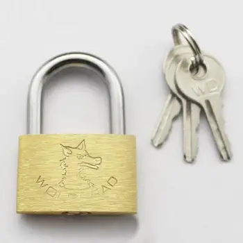 

Copper Padlock With 3 Keys Brass Padlock Wolf Head Travel Luggage Suitcase Gate Lock 20mm 25mm 30mm 40mm #04