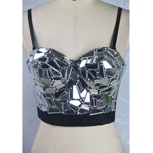 Новинка, сексуальный женский укороченный Топ ручной работы, акриловый зеркальный танцевальный бюстгальтер с бретельками, укороченные топы, vestidos