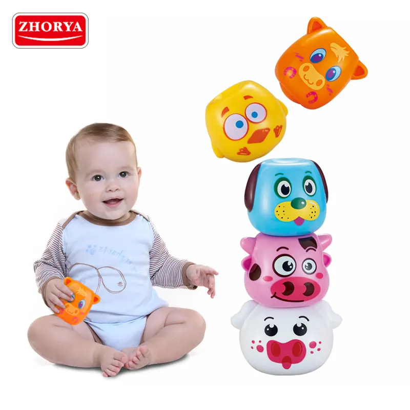 

Zhorya Stacking Toys 5pcs Cute Animal CartoonToys with sound Interactive Game Kid Educational Challenge Toys for Kids Children