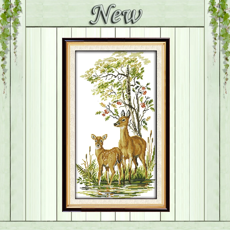 

The deer mother and daughter animal diy painting Counted printed on canvas 14CT 11CT Cross Stitch Needlework kits Embroidery Set
