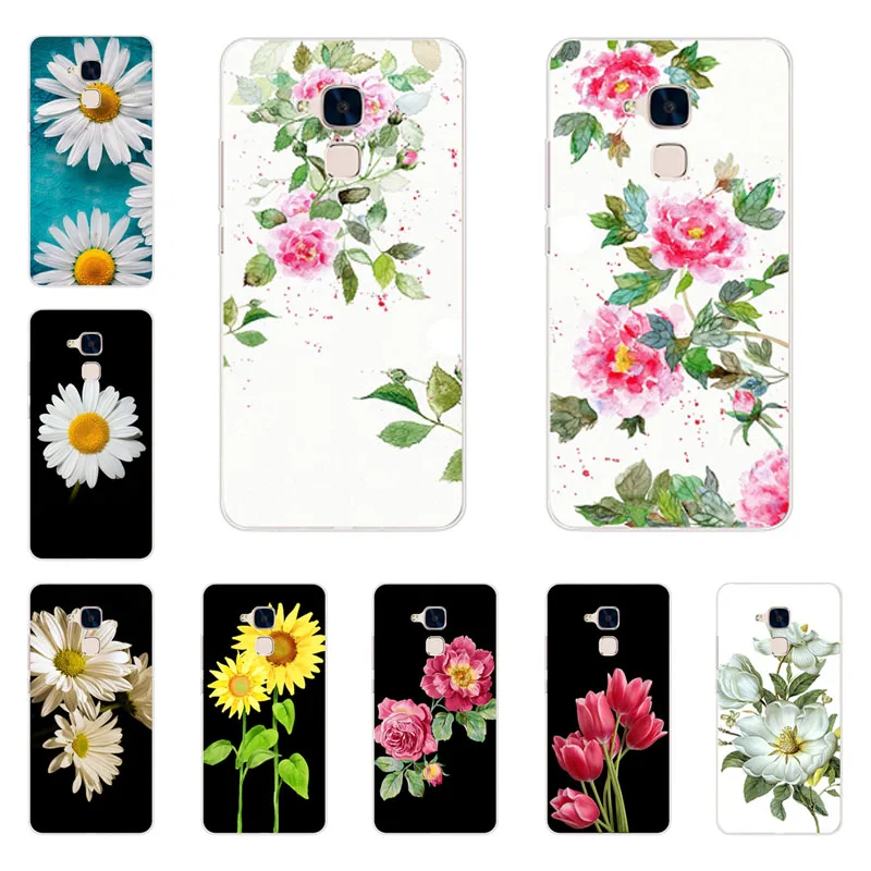 huawei honor 7 lite Case Silicon flowers Painting Soft TPU Back Cover for Protect Phone cases shell |