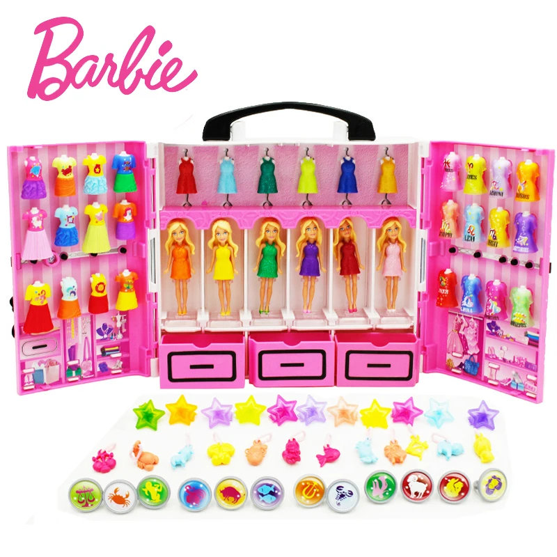 Original Barbie 6 dolls/Set Mini Birthday Series Barbies With Dress